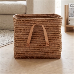 RICE Raffia kurv med læderhanke - TEA